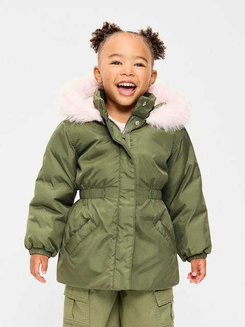 Faux-Fur Trim Parka Jacket for Toddler Girls