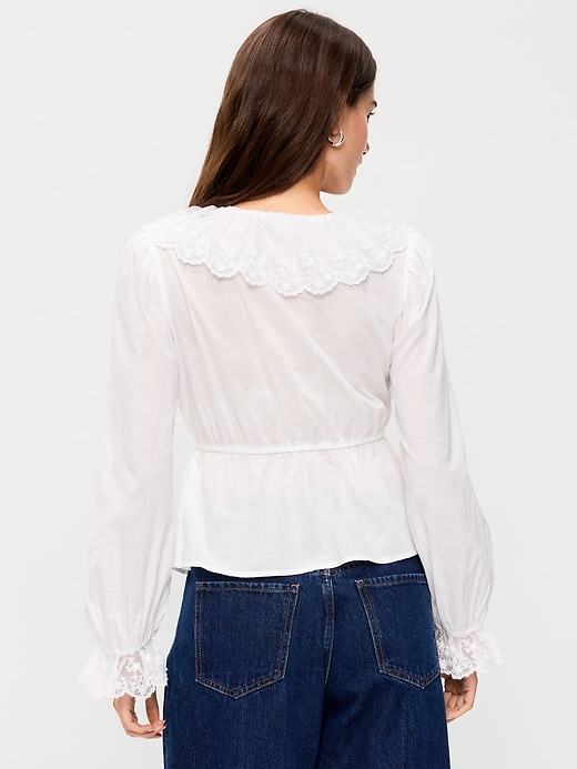 Long-Sleeve Ruffle Collar Peplum Top | Old Navy