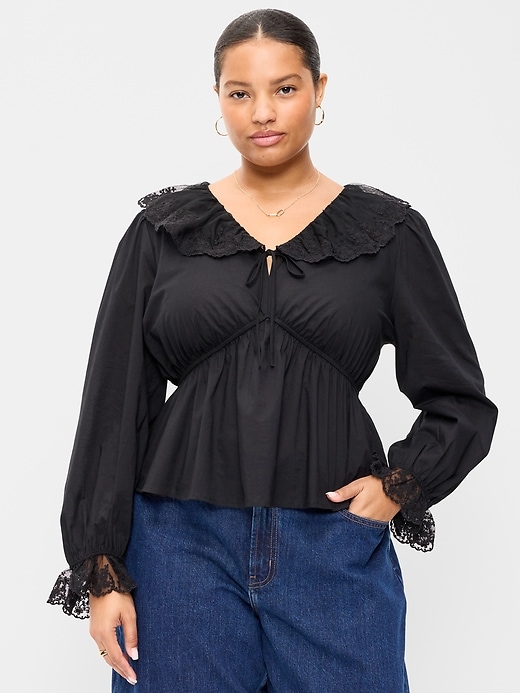 Long-Sleeve Ruffle Collar Peplum Top | Old Navy
