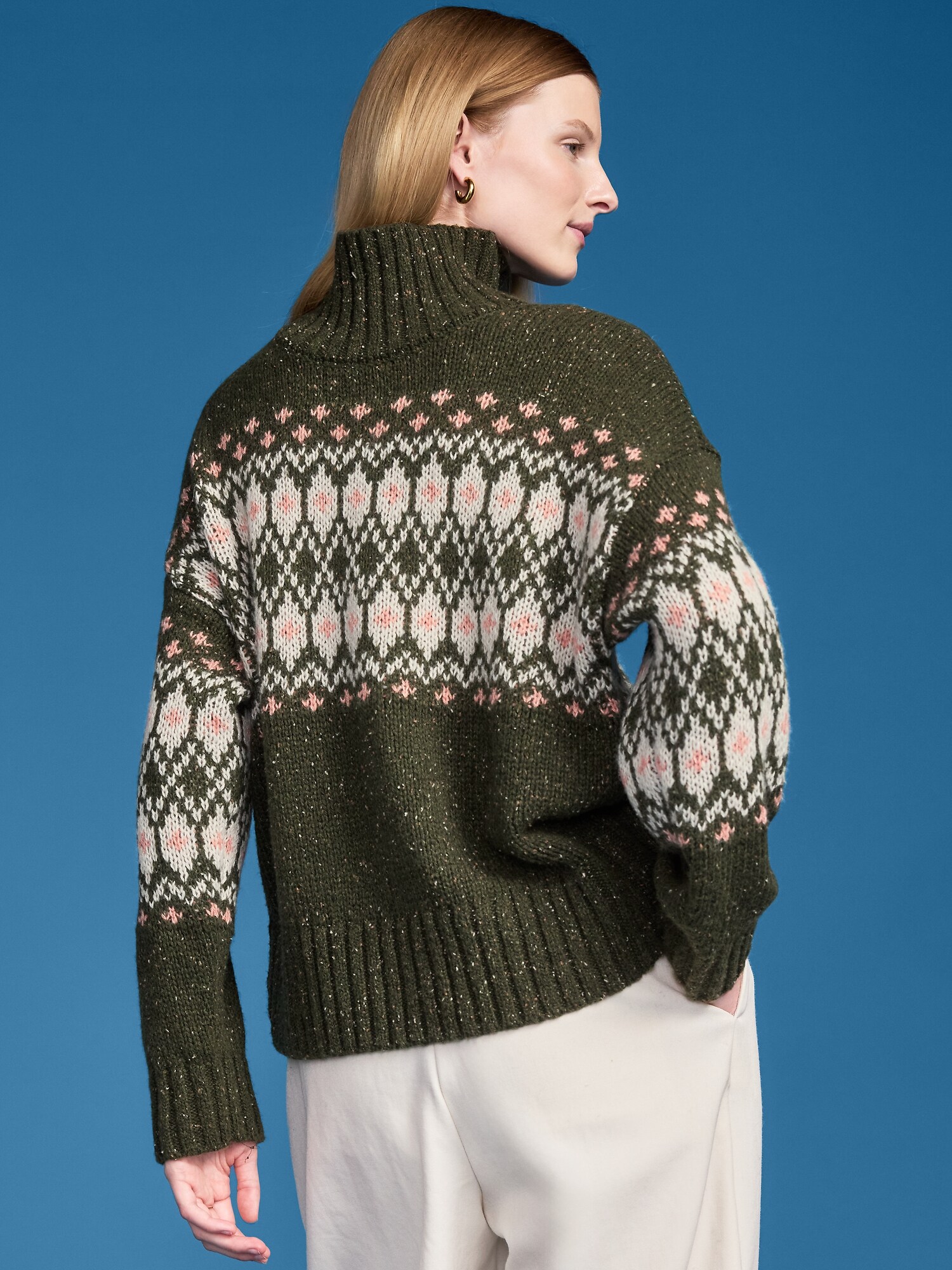 Женский свитер Old Navy x Altuzarra Fair Isle с воротником-стойкой, цвет: Hearthwood — фото 2