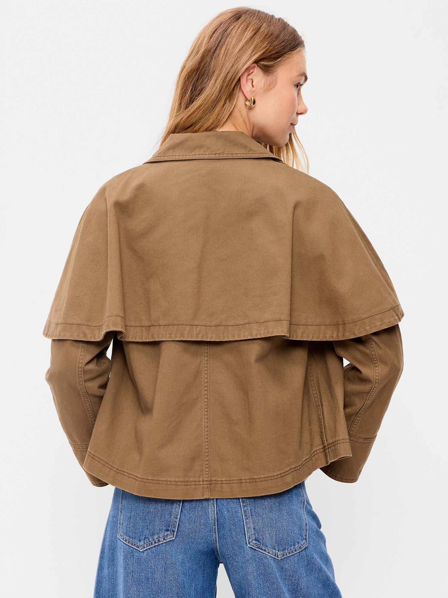 Женская куртка-накидка Old Navy из твила, цвет: Коричневый трюфельный — фото 2