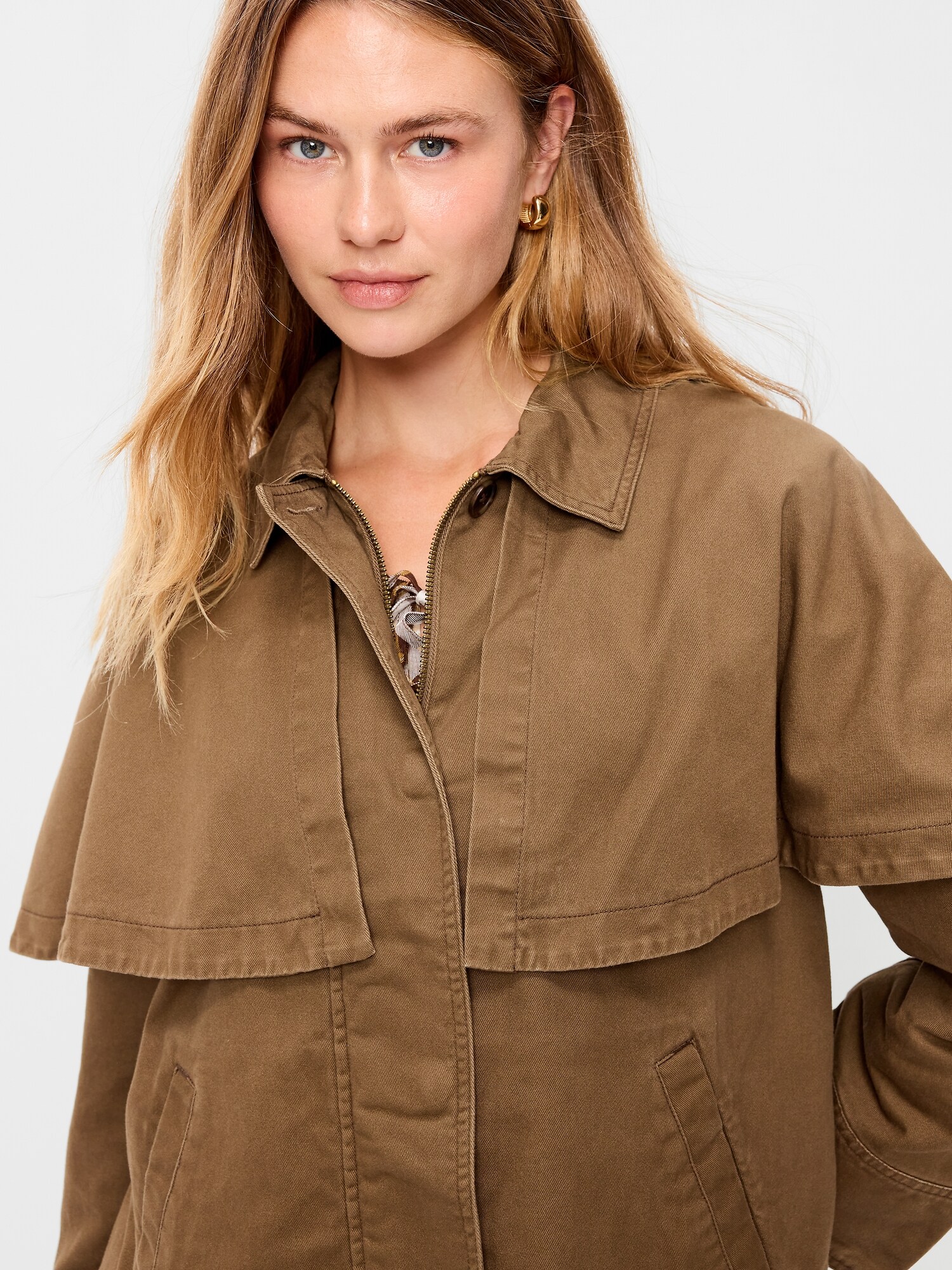 Женская куртка-накидка Old Navy из твила, цвет: Коричневый трюфельный — фото 4