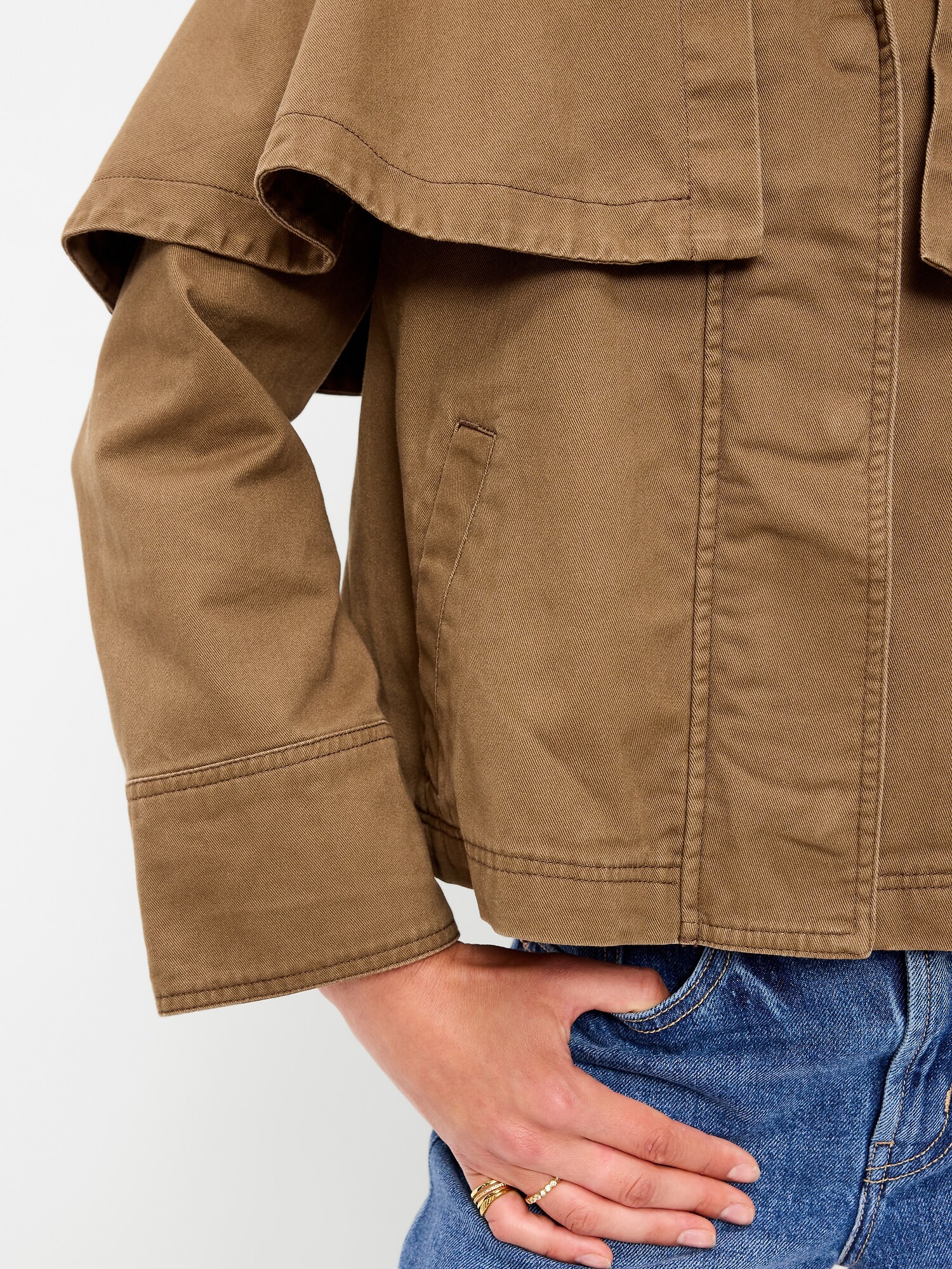 Женская куртка-накидка Old Navy из твила, цвет: Коричневый трюфельный — фото 5