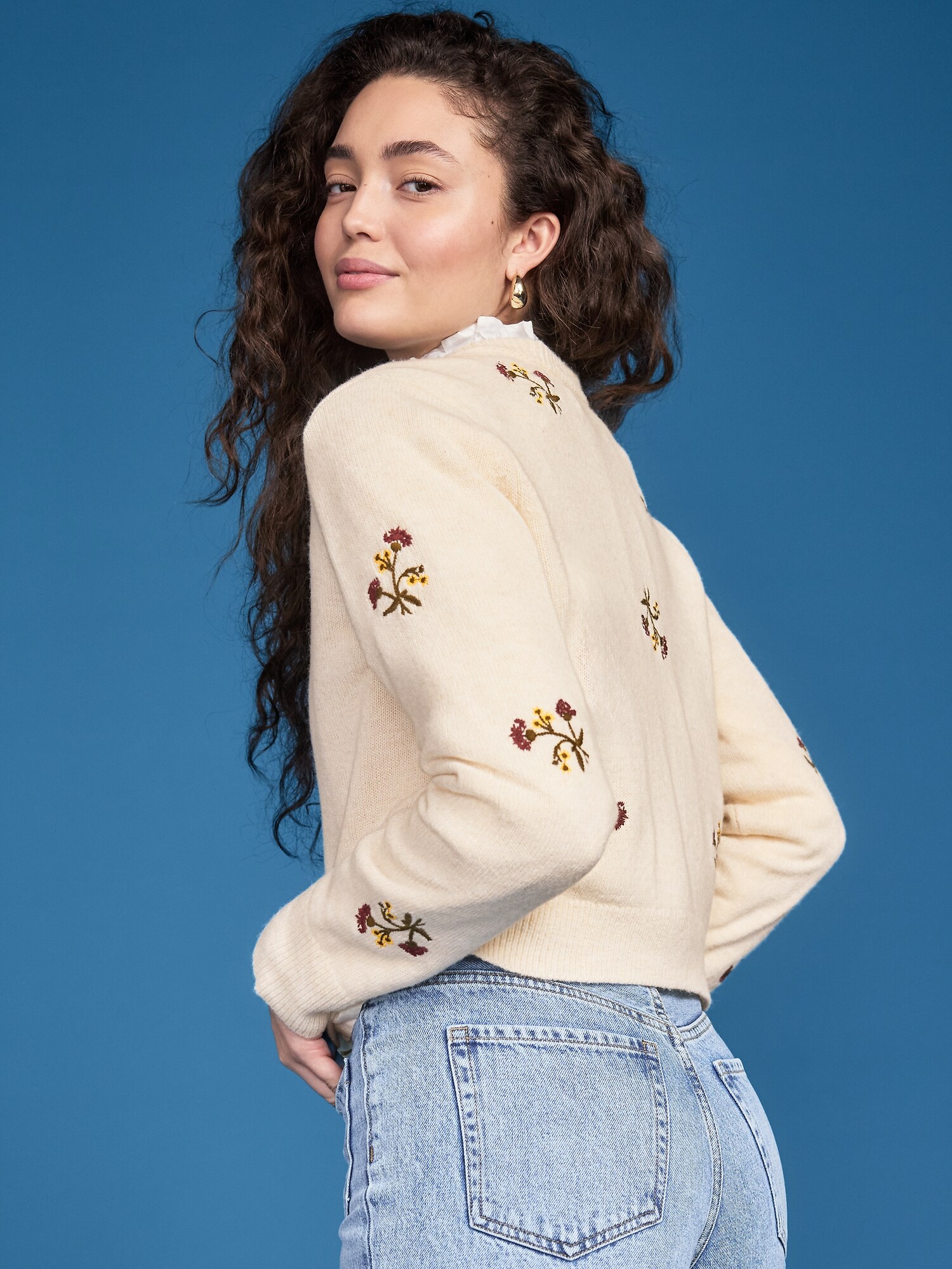 Женский кардиган Old Navy x Altuzarra Embroidered, цвет: Овсяный меланжевый — фото 2