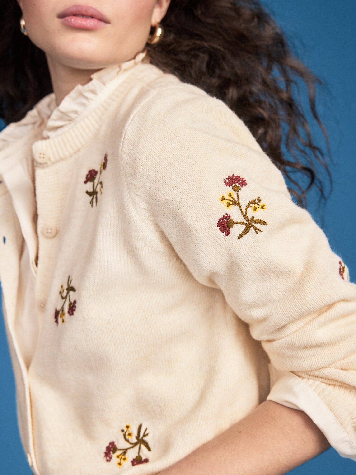 Женский кардиган Old Navy x Altuzarra Embroidered, цвет: Овсяный меланжевый — фото 3