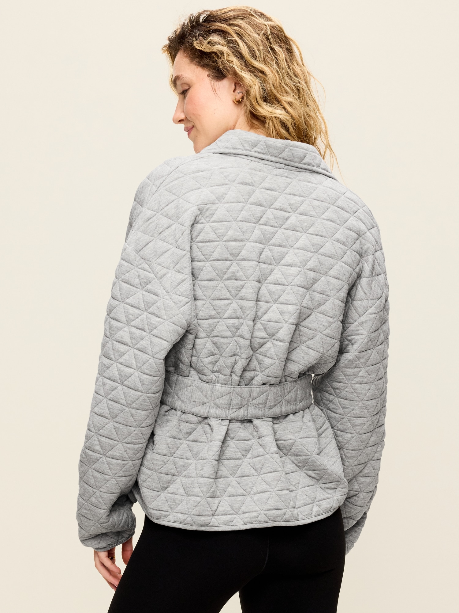 Quilted Bounce Fleece Wrap-Front Jacket
