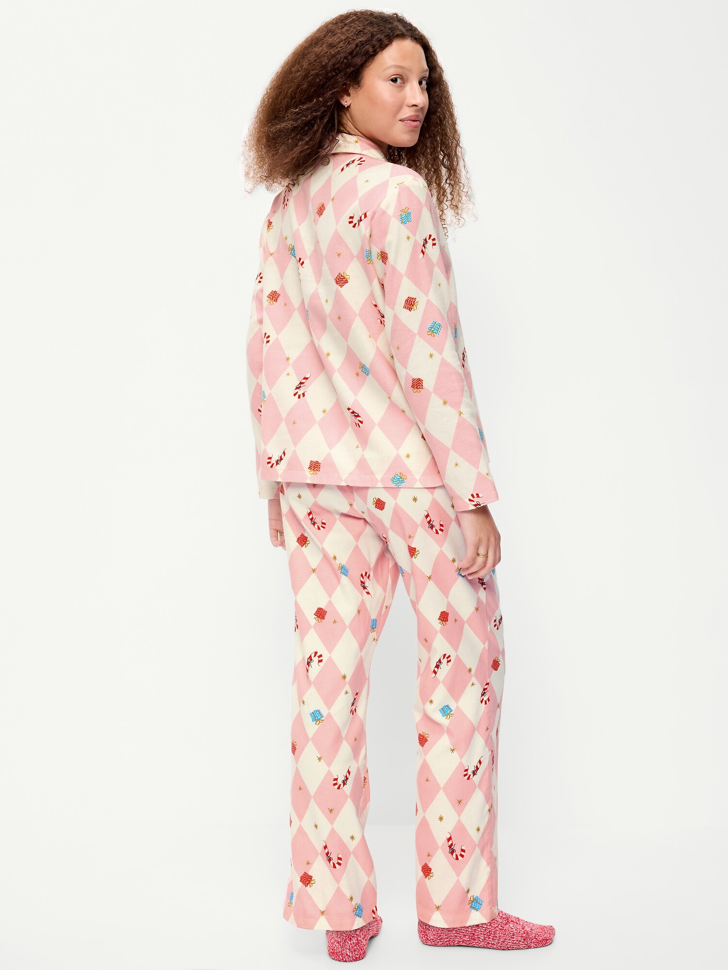 Пижамный комплект Printed, фланель — Old Navy, цвет: Checkered Candy Canes (Match The Fam!) — фото 2