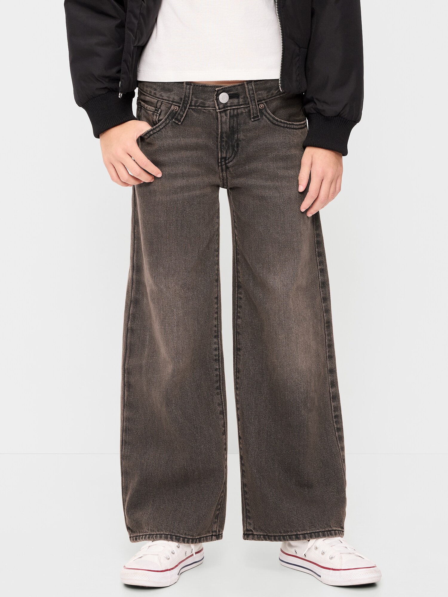 Джинсы Old Navy Low-Rise Baggy Wide-Leg Jeans для девочек, цвет: Глубокий коричневый — фото 2