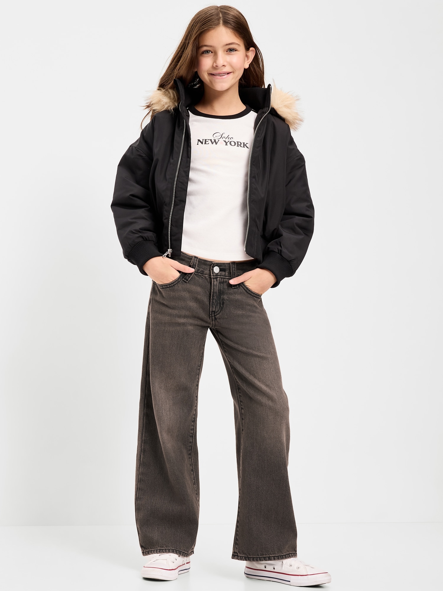 Low-Rise Baggy Wide-Leg Jeans for Girls