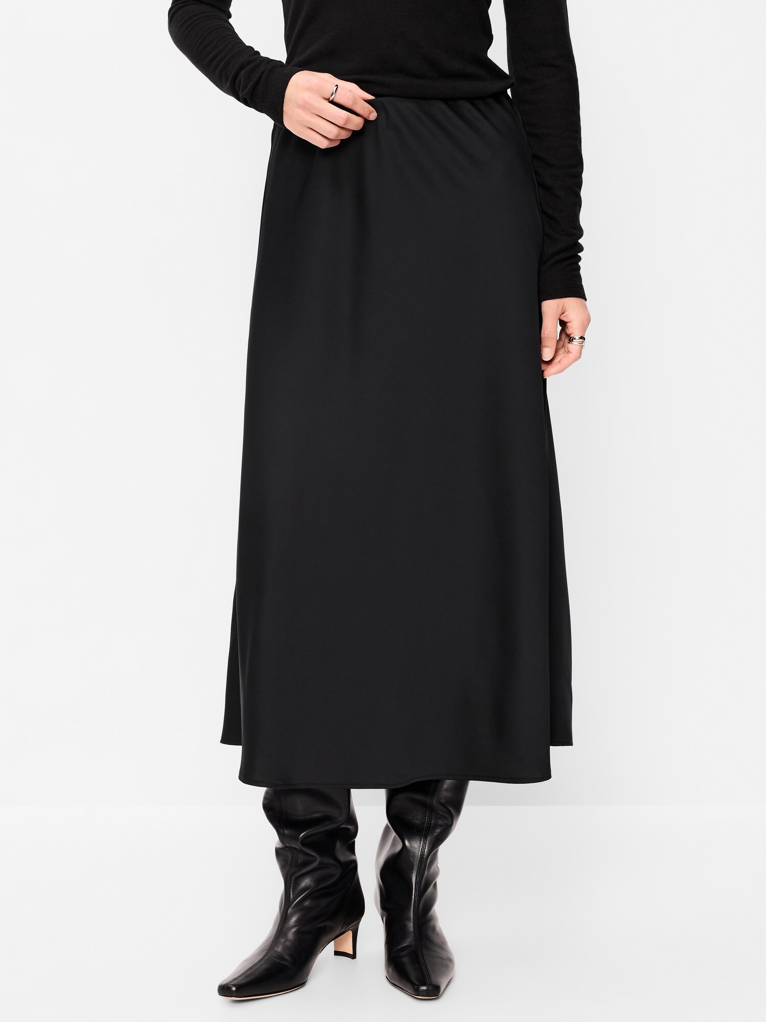 Женская юбка Old Navy Satin A-Line Maxi, цвет: Чёрный — фото 2