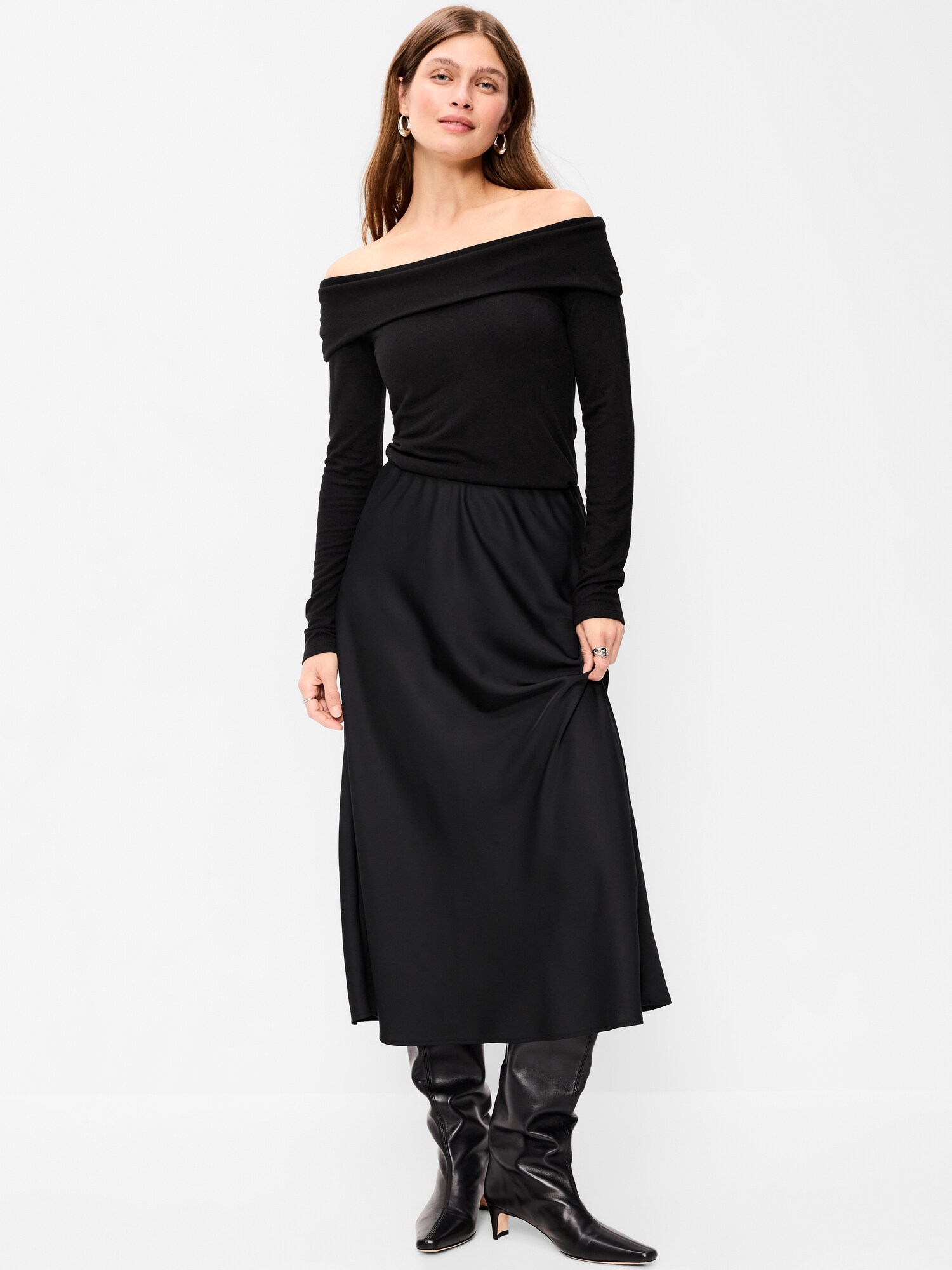Женская юбка Old Navy Satin A-Line Maxi, цвет: Чёрный