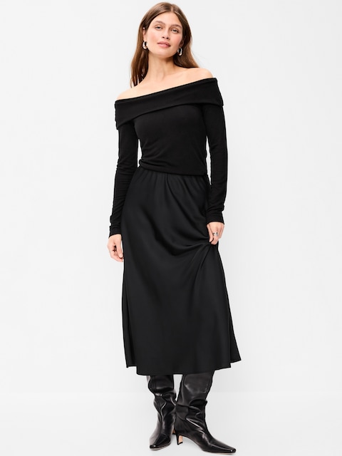 Satin A-Line Maxi Skirt