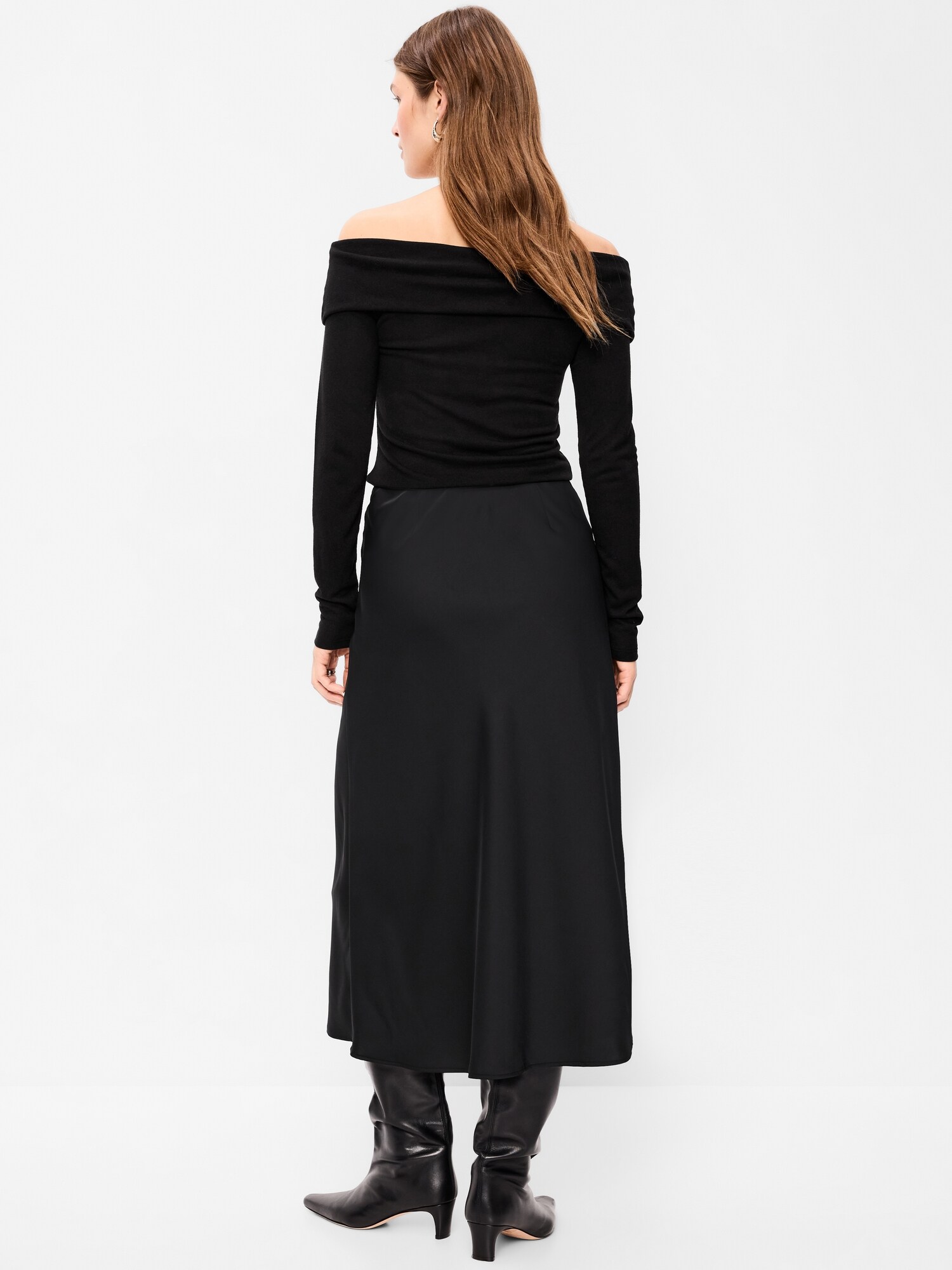 Женская юбка Old Navy Satin A-Line Maxi, цвет: Чёрный — фото 3