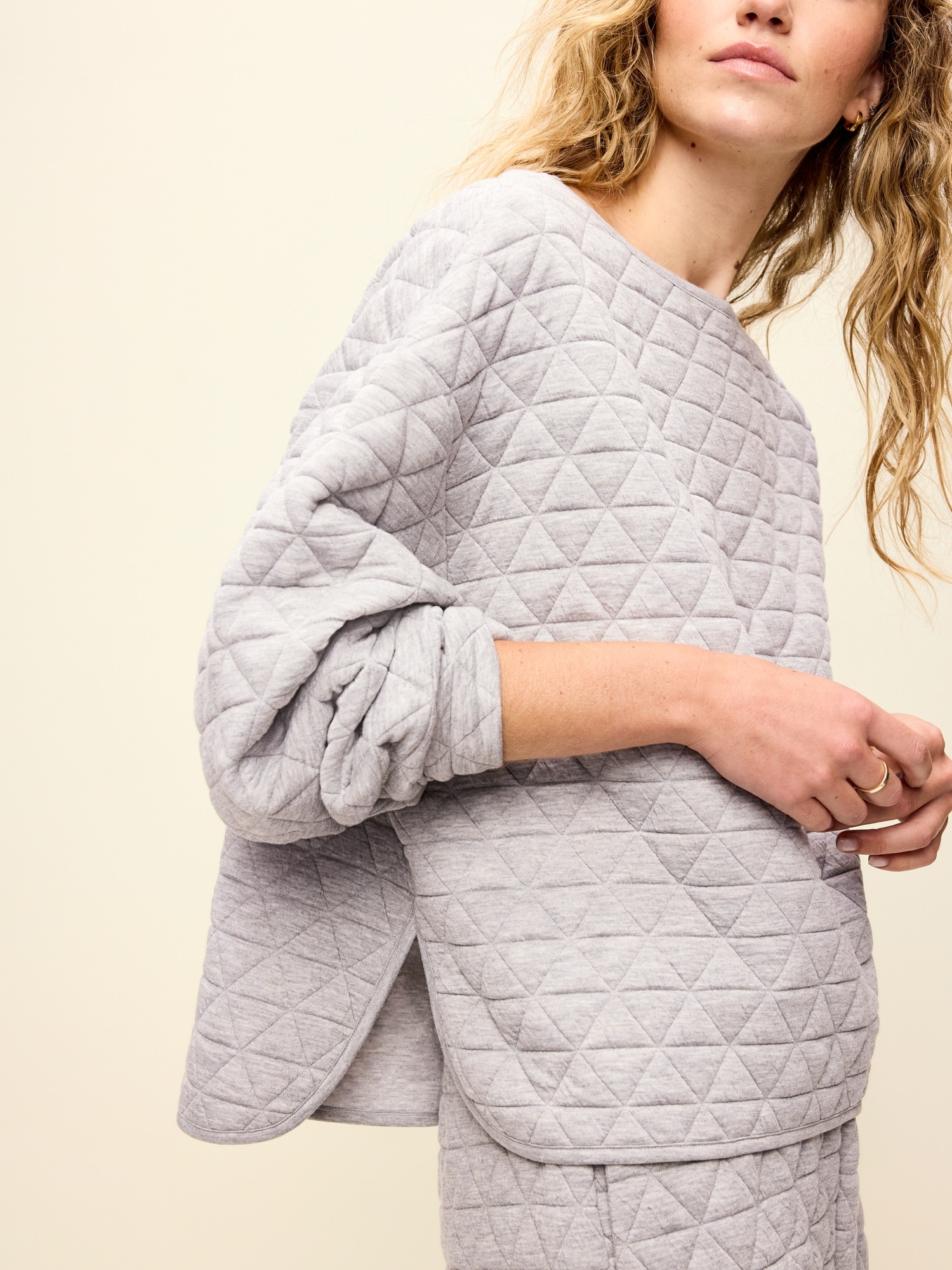 Quilted Bounce Fleece Boatneck Sweatshirt