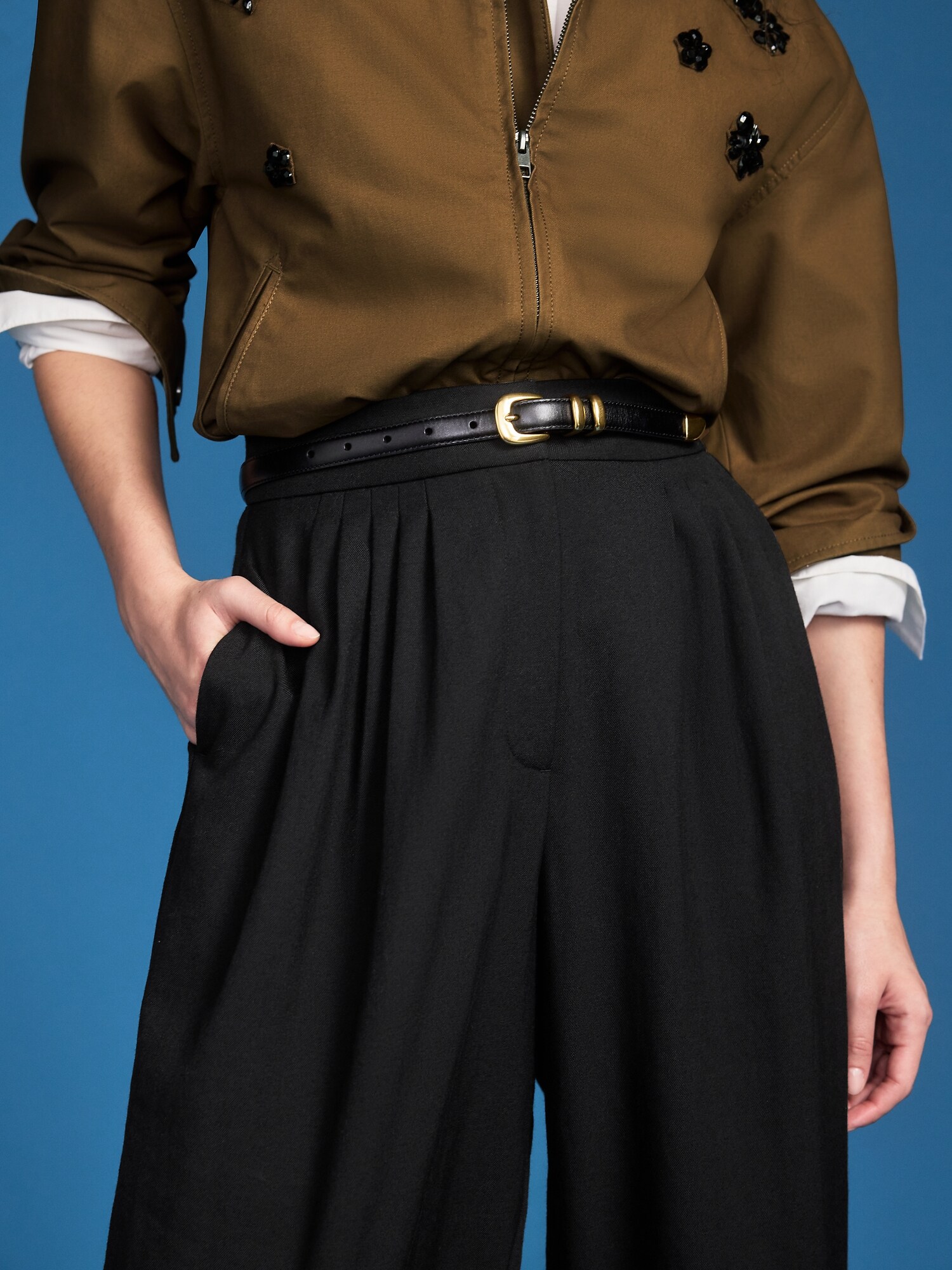 Женские брюки Old Navy x Altuzarra с очень высокой талией, силуэт баллон, цвет: Чёрный — фото 4