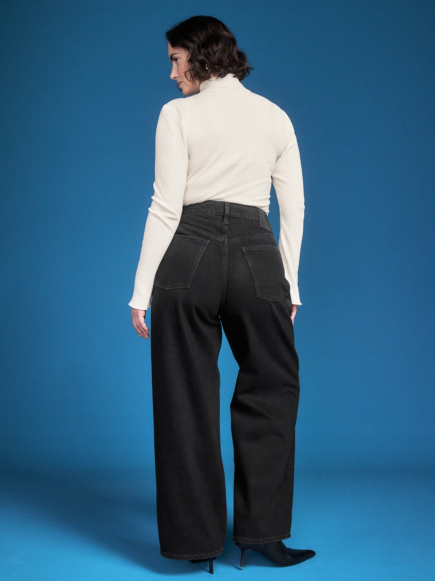 Женские широкие джинсы Old Navy x Altuzarra Baggy с высокой талией, цвет: Чёрный — фото 3