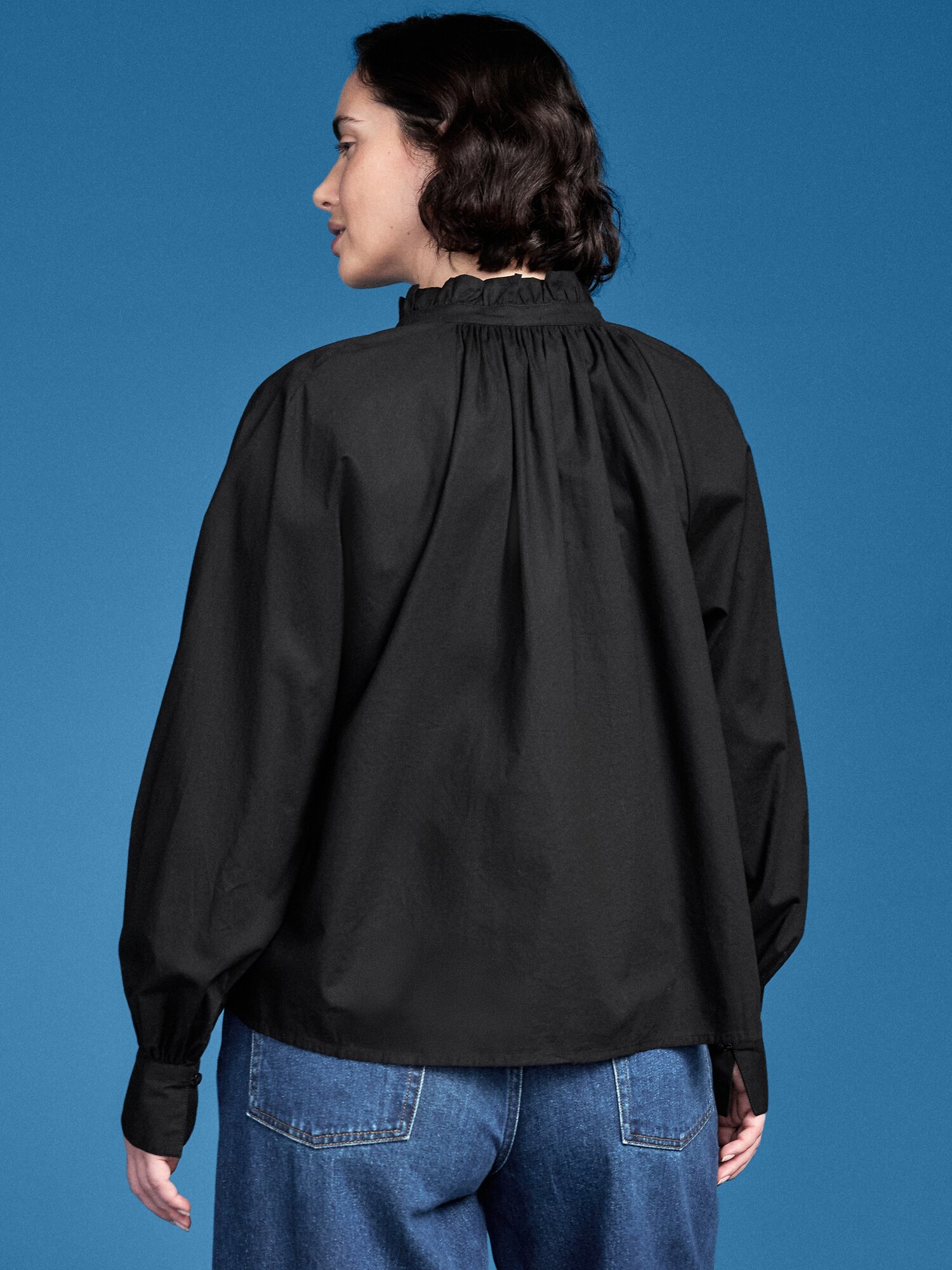 Женская рубашка Old Navy x Altuzarra с длинным рукавом на пуговицах, цвет: Чёрный — фото 2