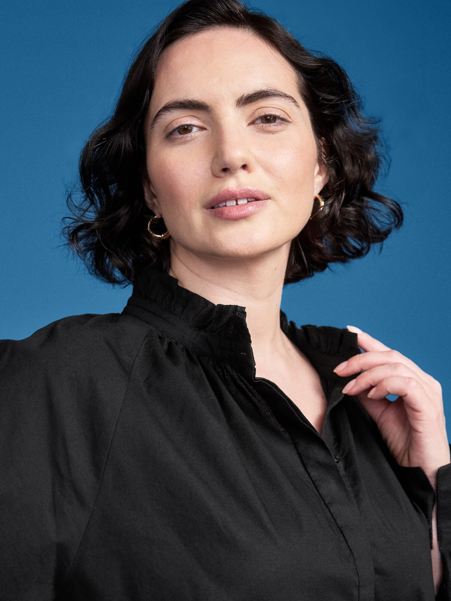 Женская рубашка Old Navy x Altuzarra с длинным рукавом на пуговицах, цвет: Чёрный — фото 4