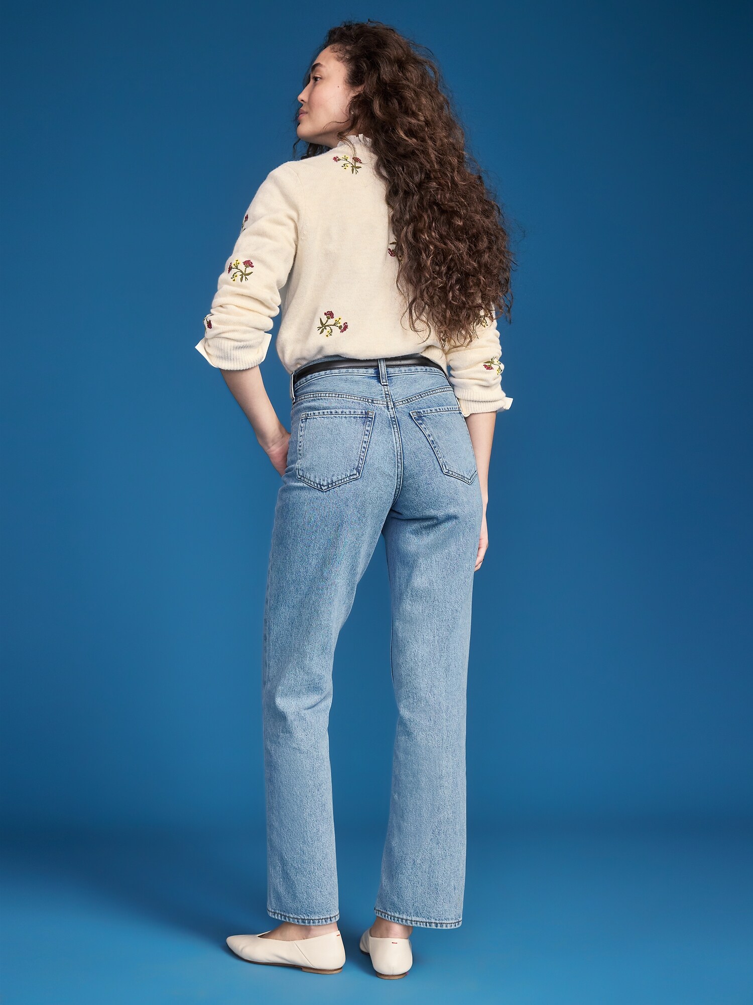 Женские прямые джинсы Old Navy x Altuzarra с высокой талией, цвет: Светлая варка — фото 3