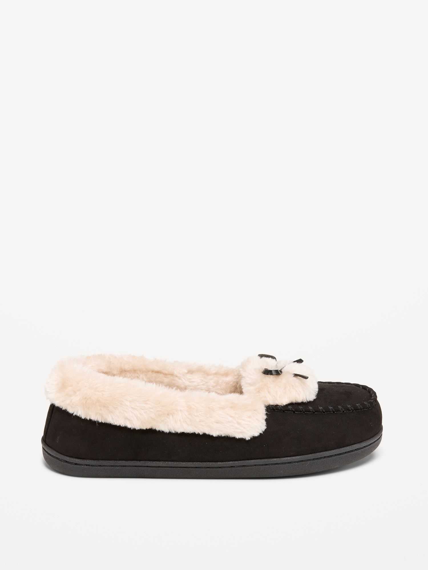 Faux-Fur Lined Moccasin Slippers for Women