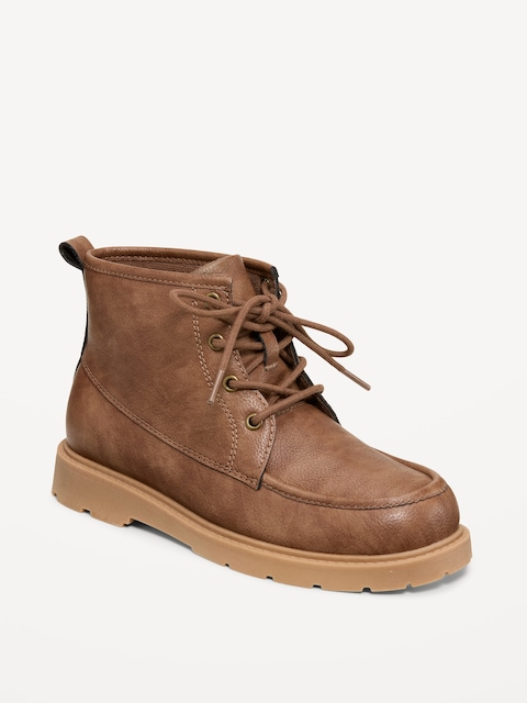 Faux-Leather Derby Boots for Boys