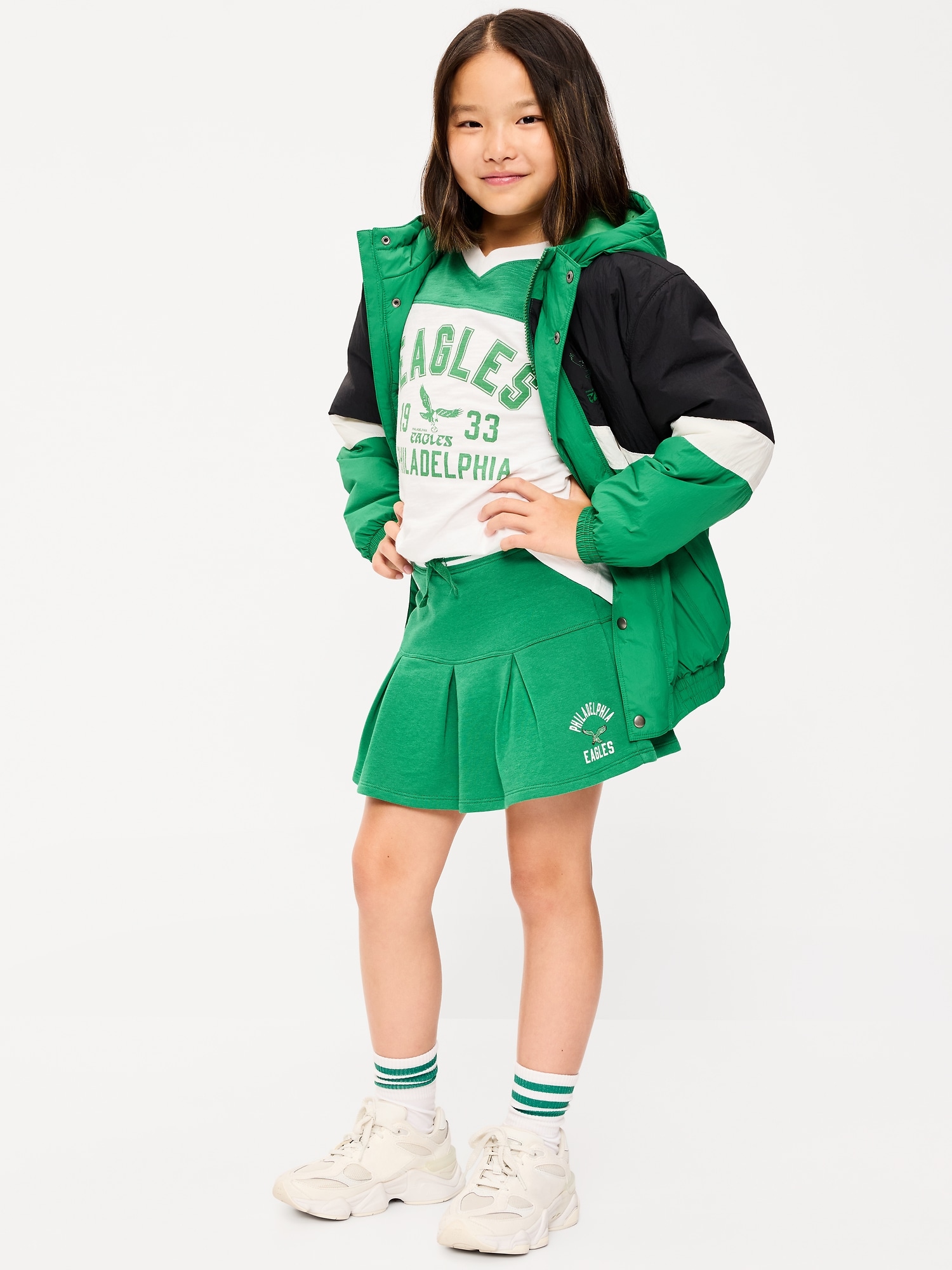 Philadelphia Eagles French Terry Pleated Skort for Girls