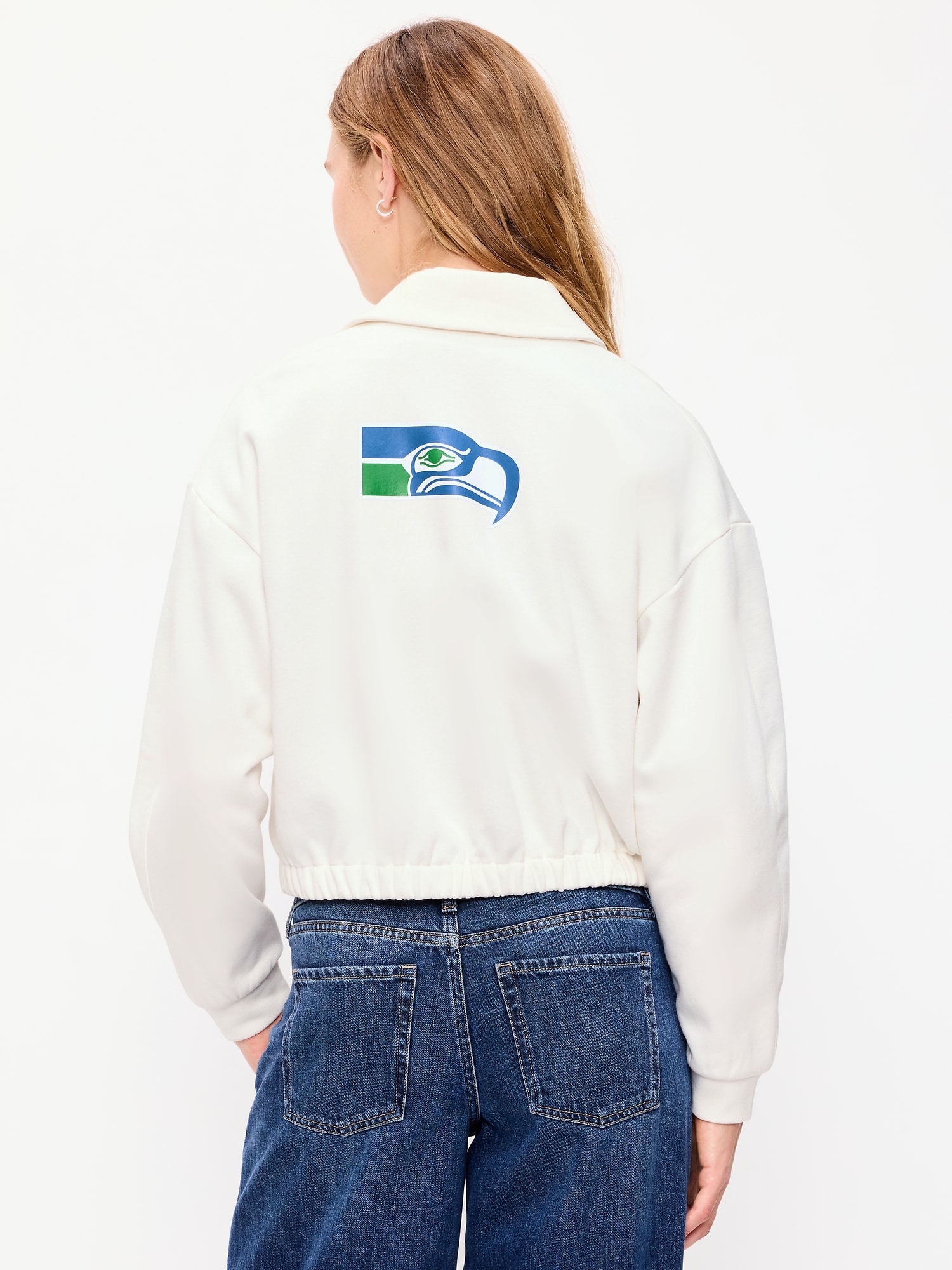 Seattle Seahawks Oversized Fleece Bomber Jacket for Women