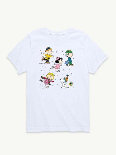 Peanuts Snow Winter Short Sleeve T-Shirt For Girls