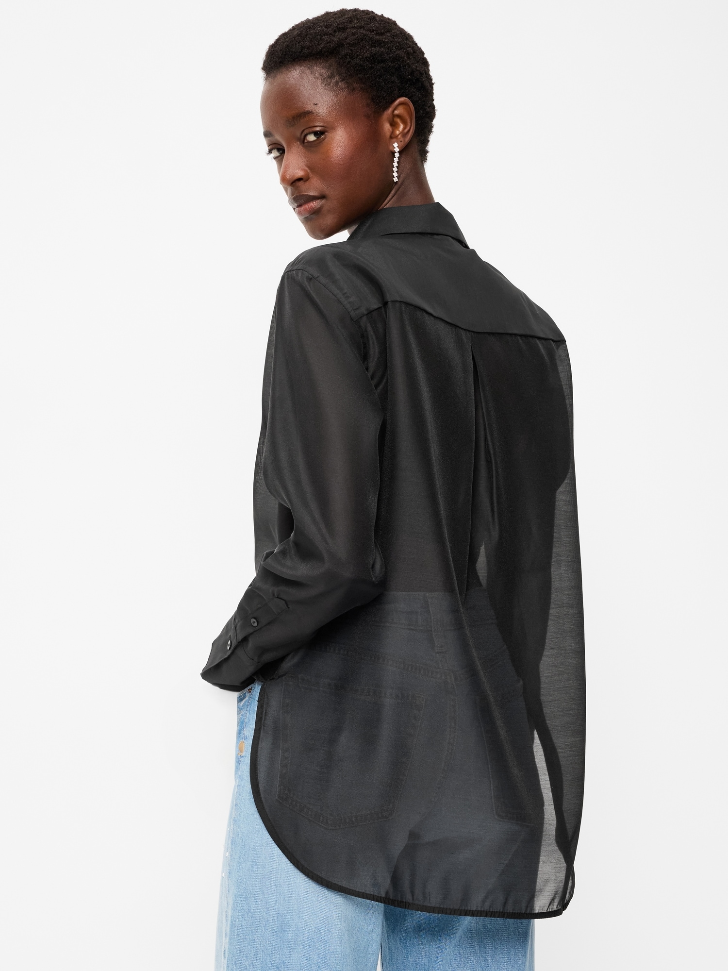 Organza Button-Down Shirt