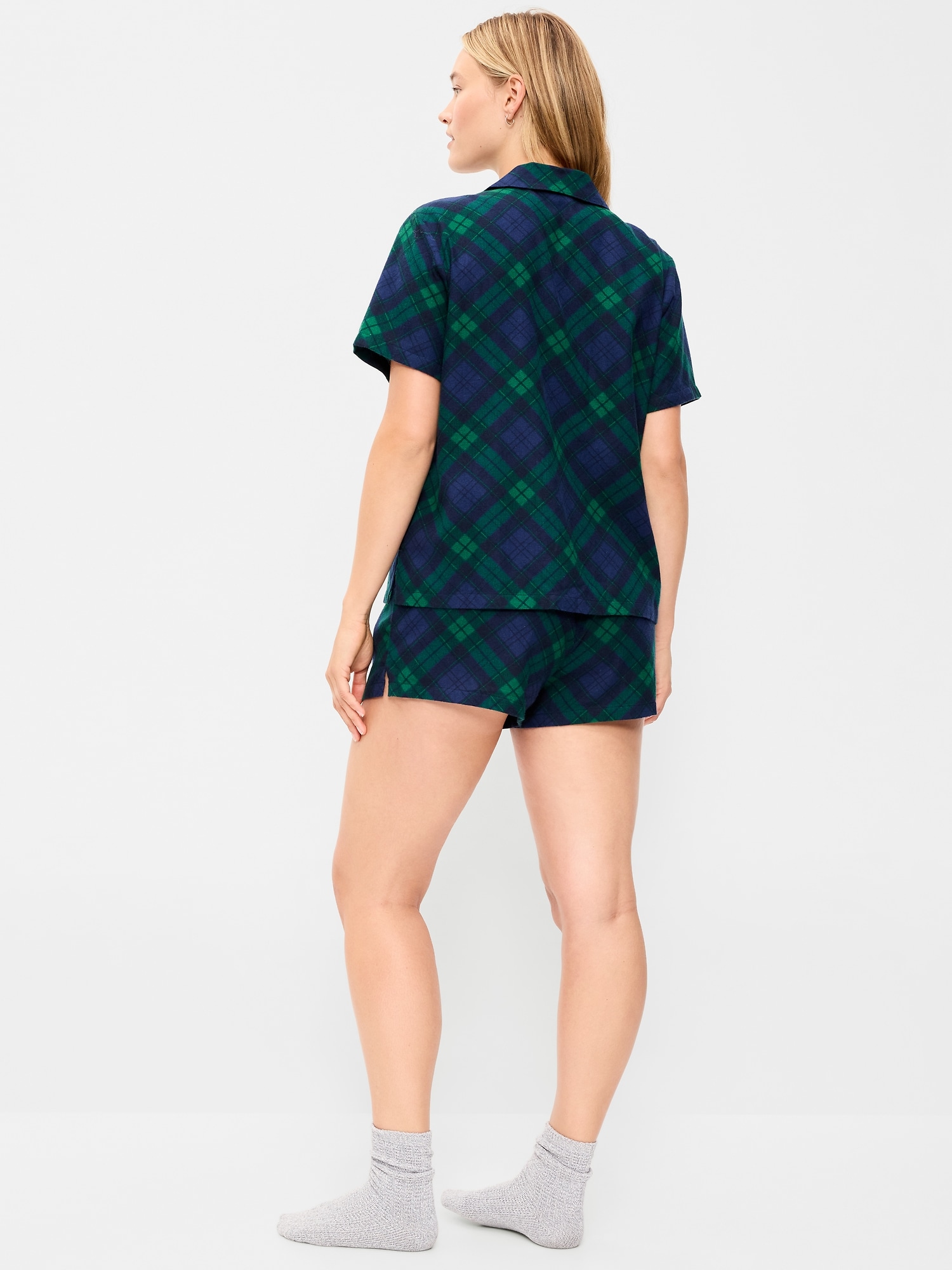 Flannel Pajama Short Set for Women