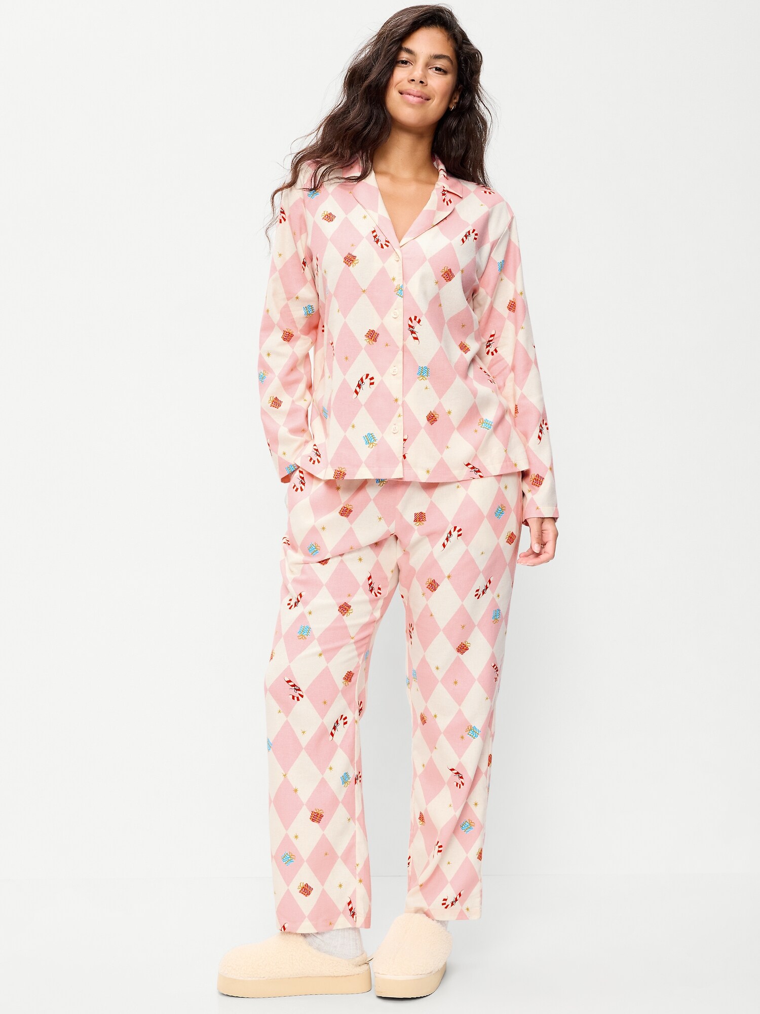 Пижамный комплект Printed, фланель — Old Navy, цвет: Checkered Candy Canes (Match The Fam!) — фото 5