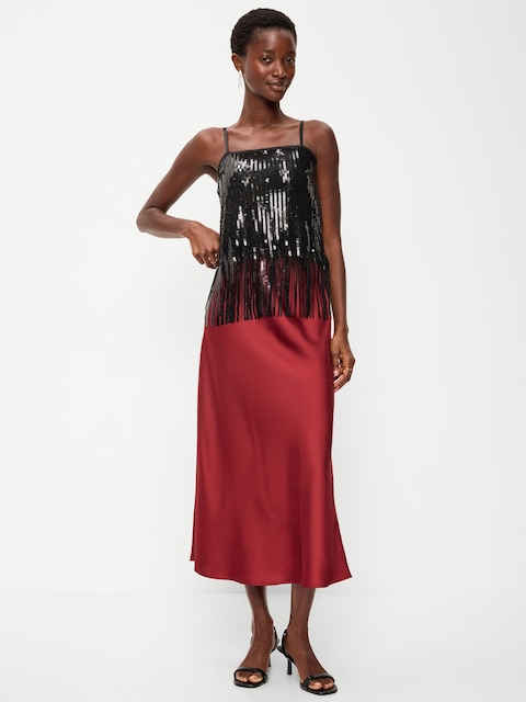 Satin A-Line Maxi Skirt