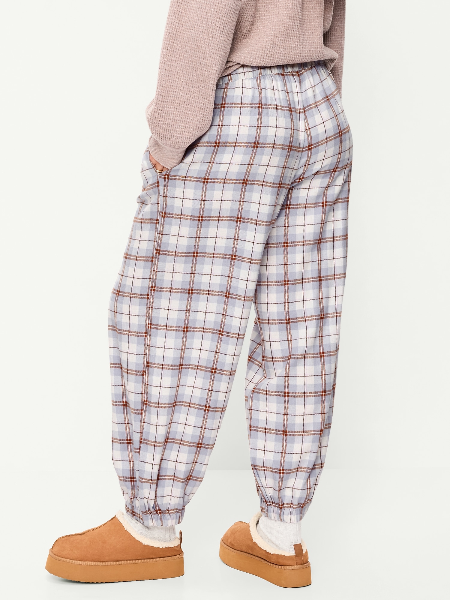 Cinched Flannel Balloon Pants
