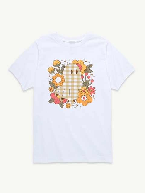 Ghost Pattern Florals Short Sleeve T-Shirt For Toddler