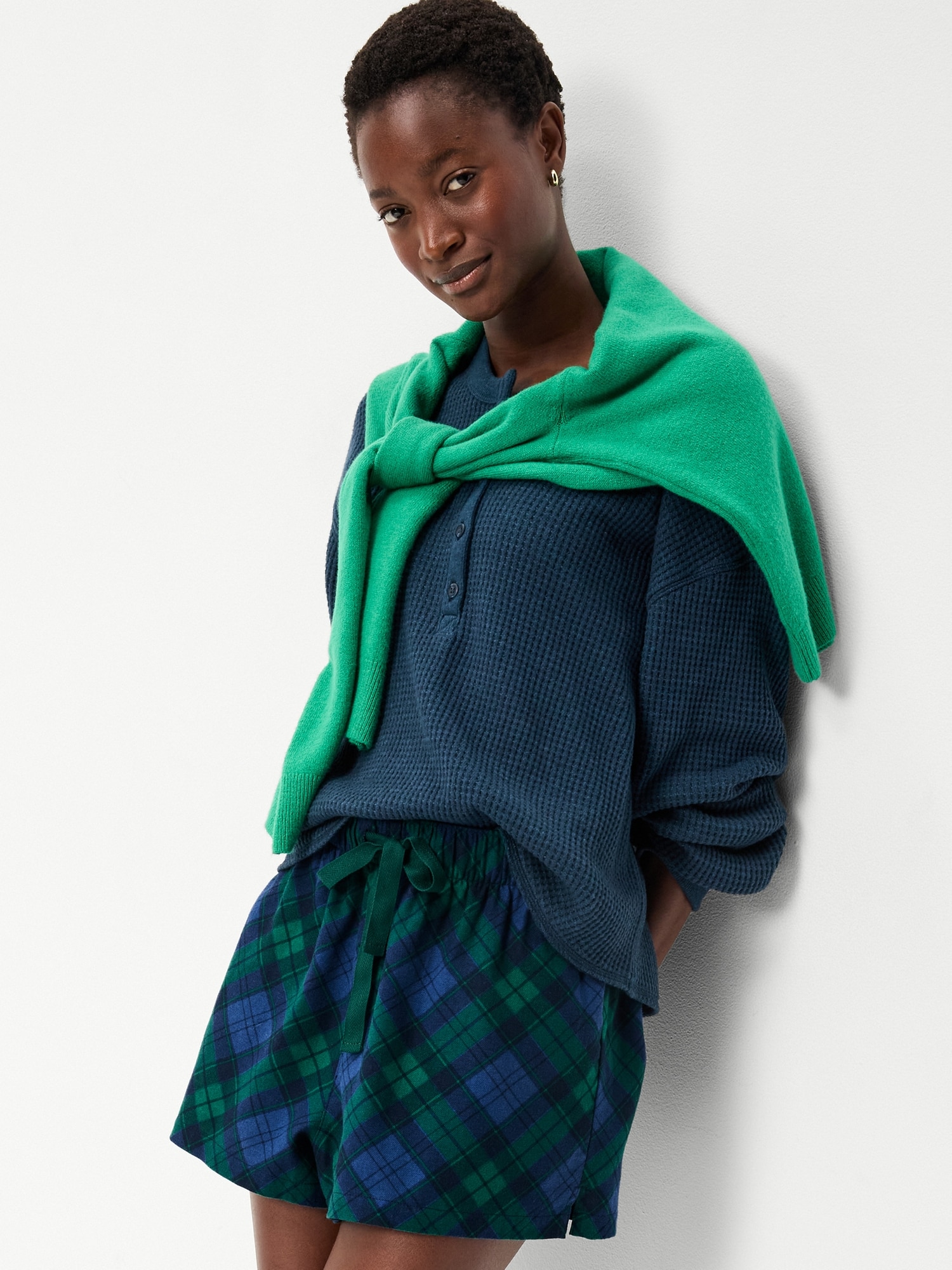 Flannel Boxer Pajama Shorts for Women