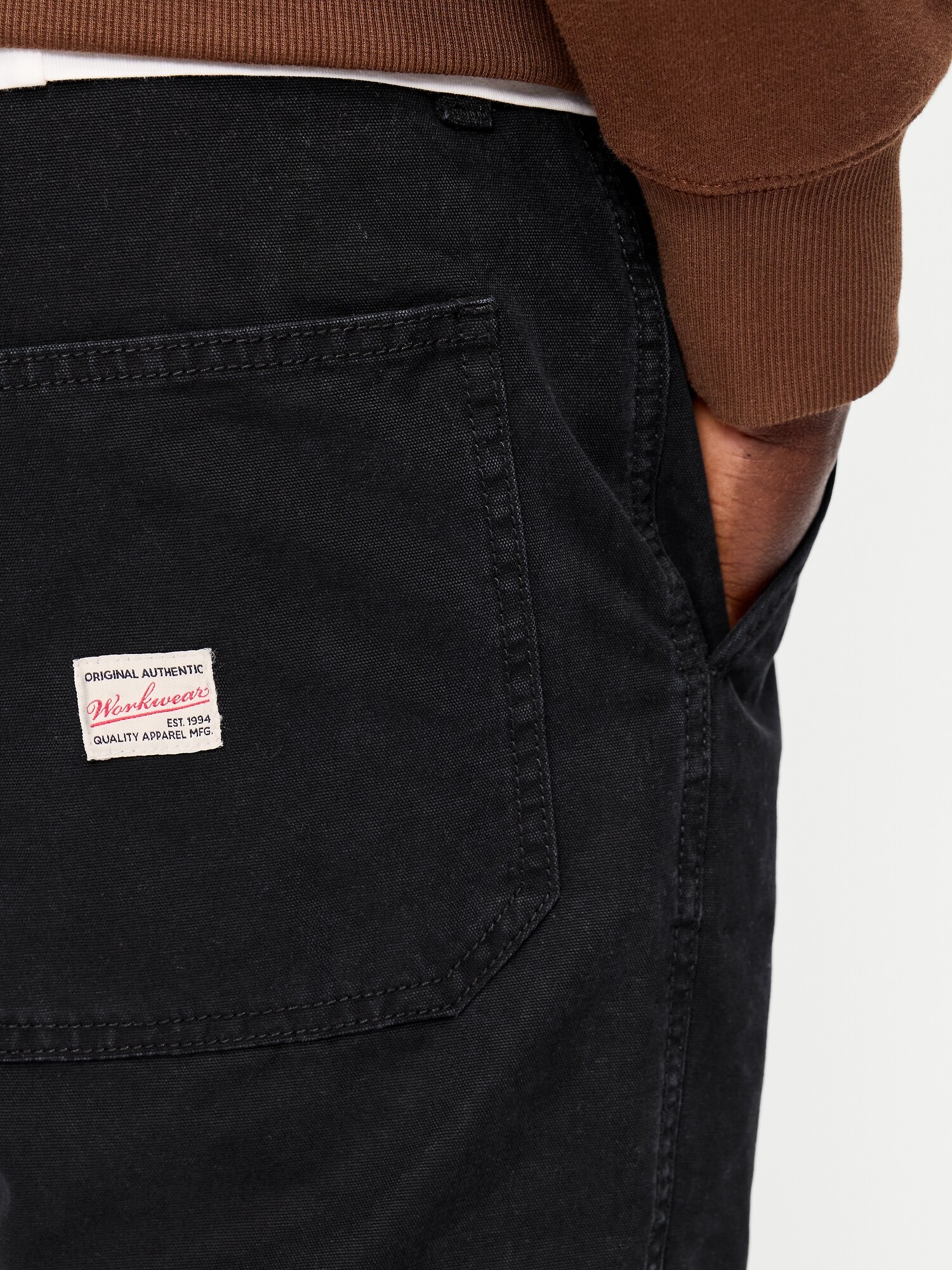 Мужские брюки Old Navy 90s Loose Canvas Workwear, цвет: Чёрный — фото 5