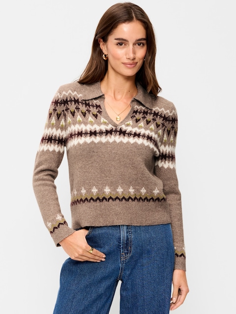 SoSoft Split-Neck Collar Long-Sleeve Sweater