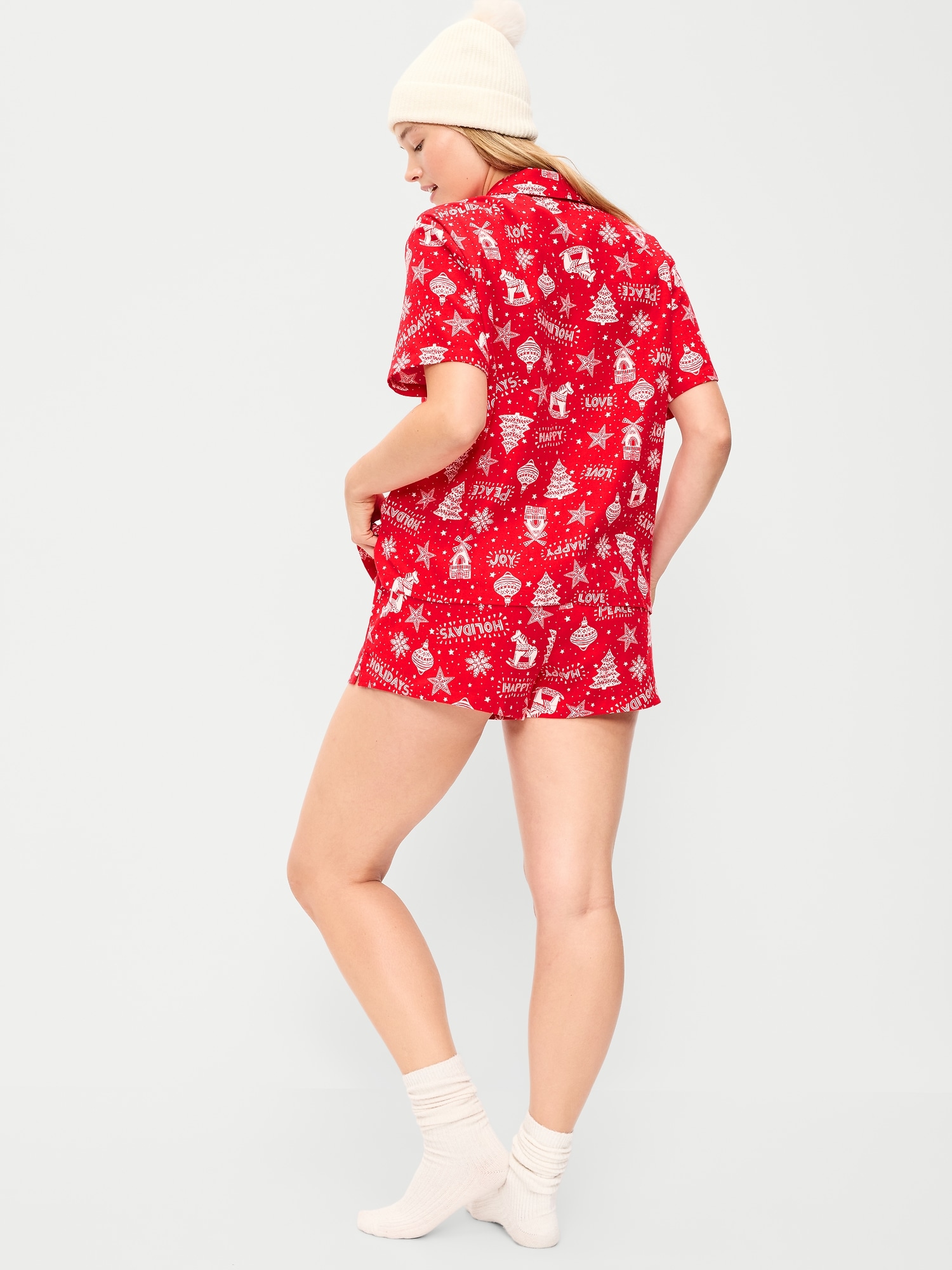 Flannel Pajama Short Set for Women