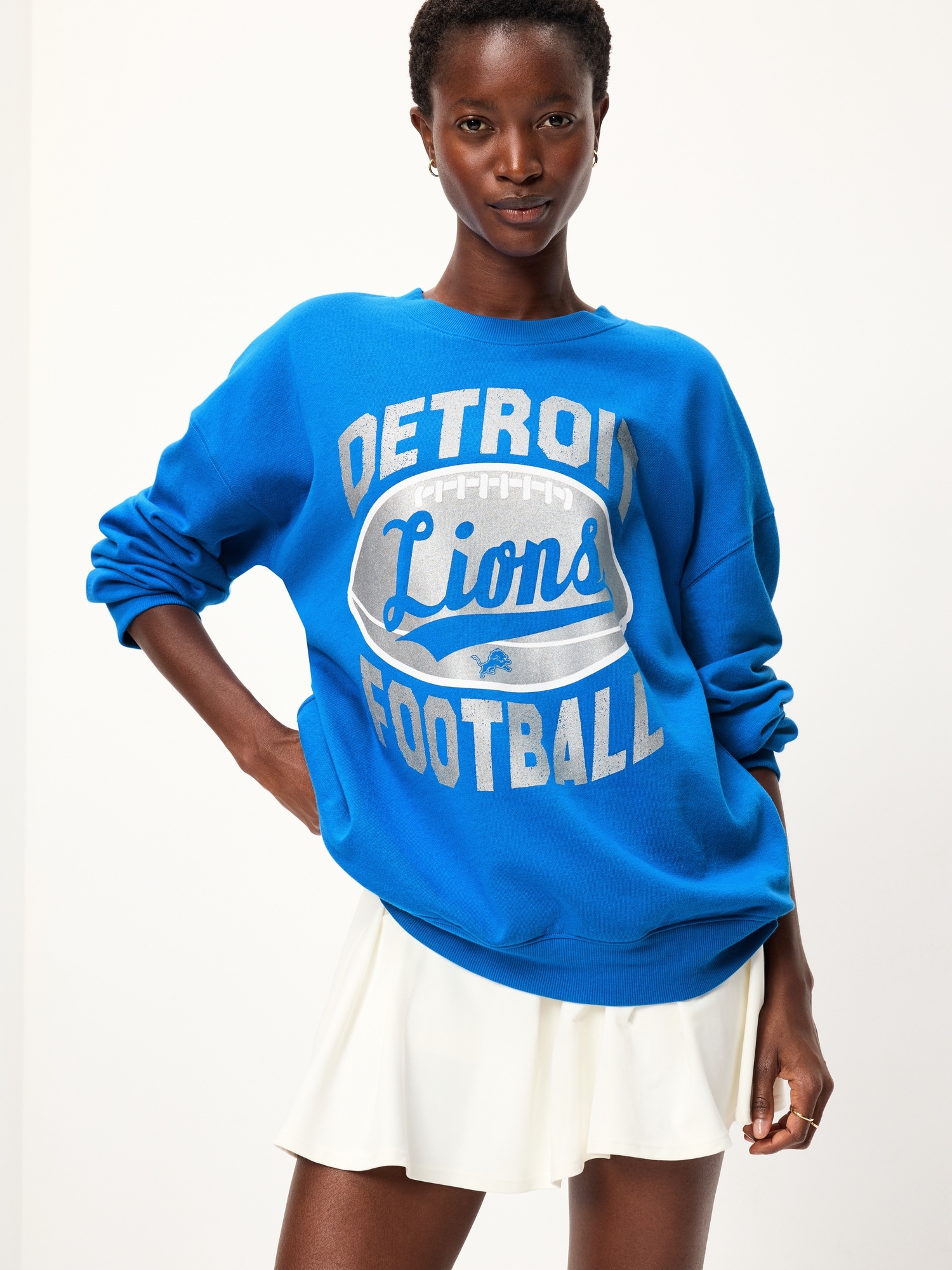 Detroit Lions Oversized Fleece Sweatshirt for Women