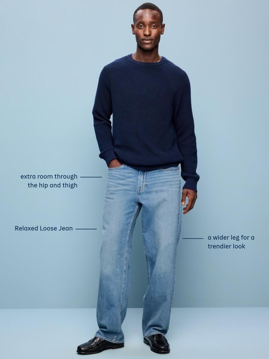 Мужские джинсы Old Navy Relaxed Loose Built-In Flex, цвет: Тёмная варка — фото 5
