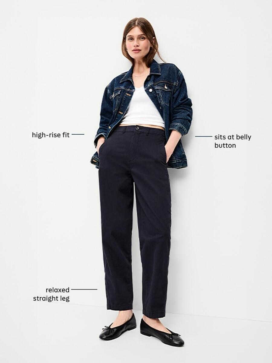 Женские брюки Old Navy High-Waisted OGC Chino Tapered Straight, цвет: Серо-бежевый — фото 3