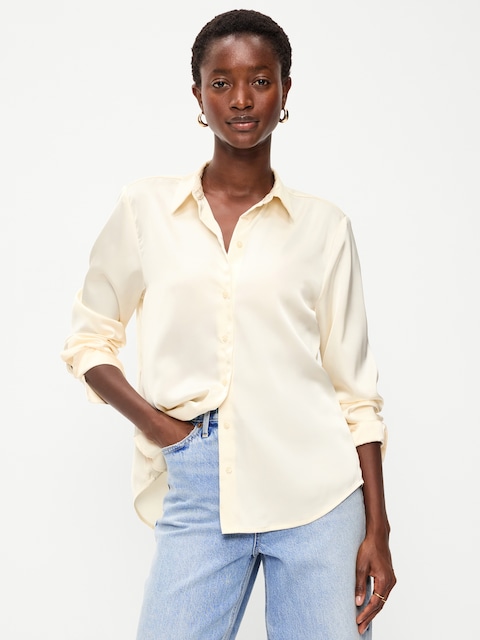 Satin Button-Down Shirt
