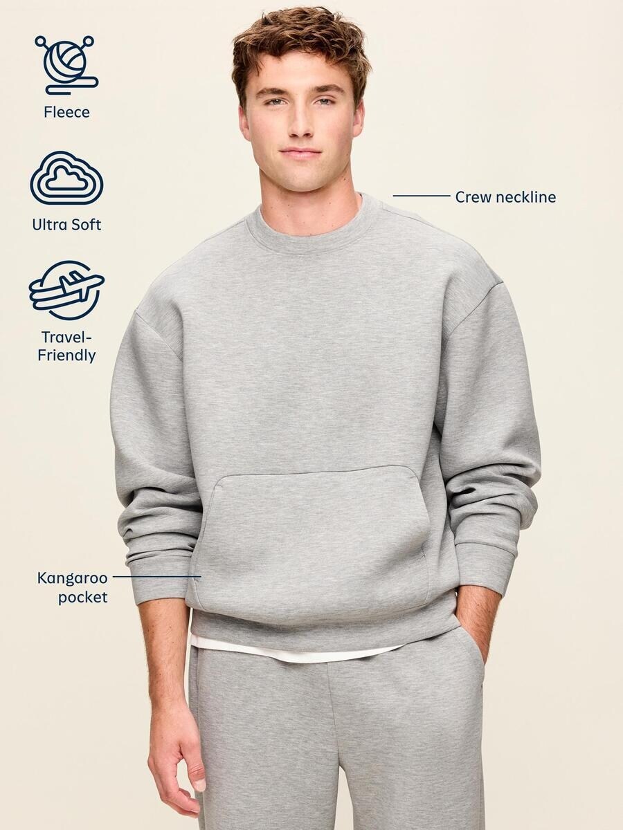 Мужская толстовка Old Navy Oversized Bounce Fleece, цвет: Меланжевый серый — фото 5