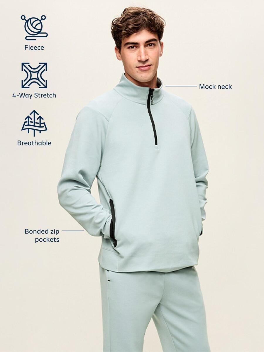 Мужская толстовка Old Navy Dynamic Fleece Quarter Zip, цвет: Чёрный — фото 5