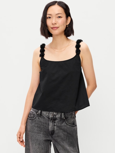 Rosette-Strap Tank Top