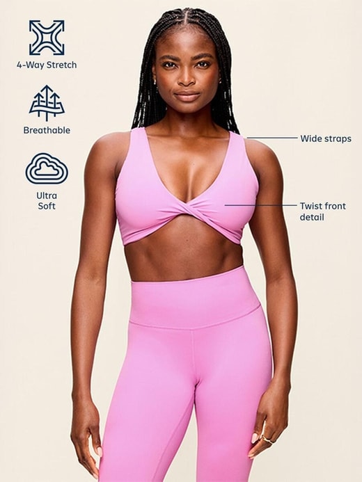 Light Support StudioSmooth Twist-Front Sports Bra | Old Navy