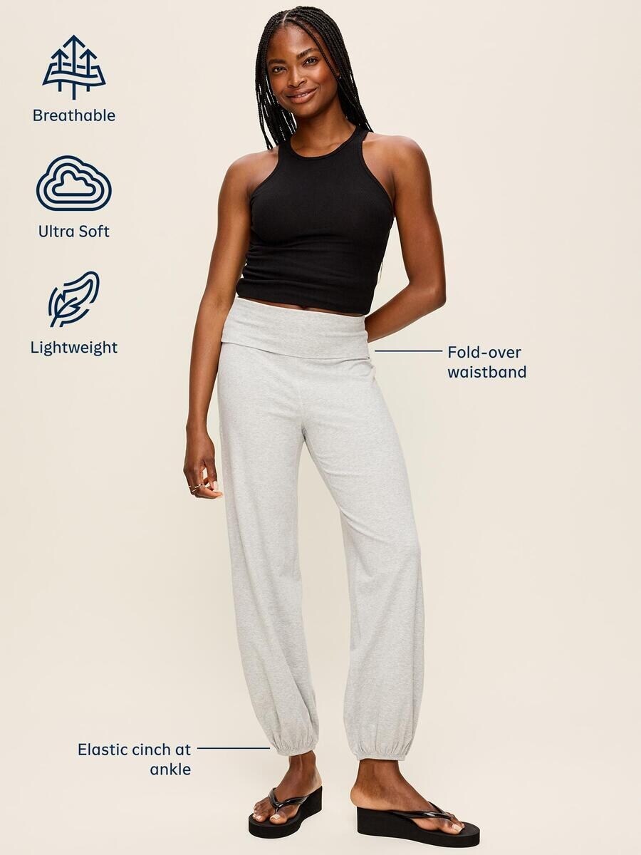 Женские брюки Old Navy Fold-Over Waist Fitted, цвет: Чёрный — фото 3