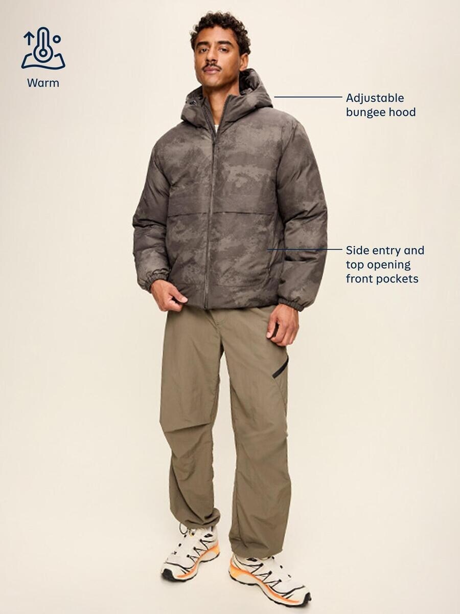 Мужская куртка Old Navy Water-Resistant Utility Puffer, цвет: Чёрный с принтом — фото 4