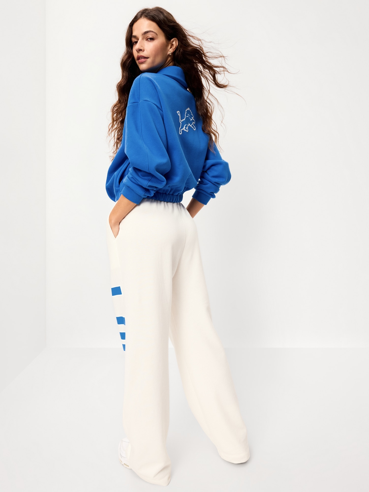 Detroit Lions Oversized Fleece Bomber Jacket for Women