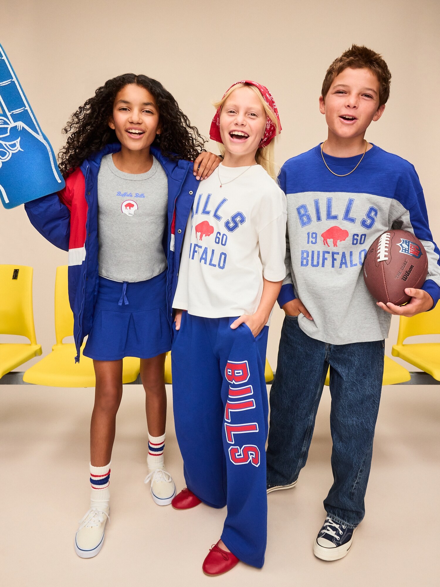 Юбка-шорты Old Navy Buffalo Bills French Terry Pleated Skort для девочек-малышей — фото 4